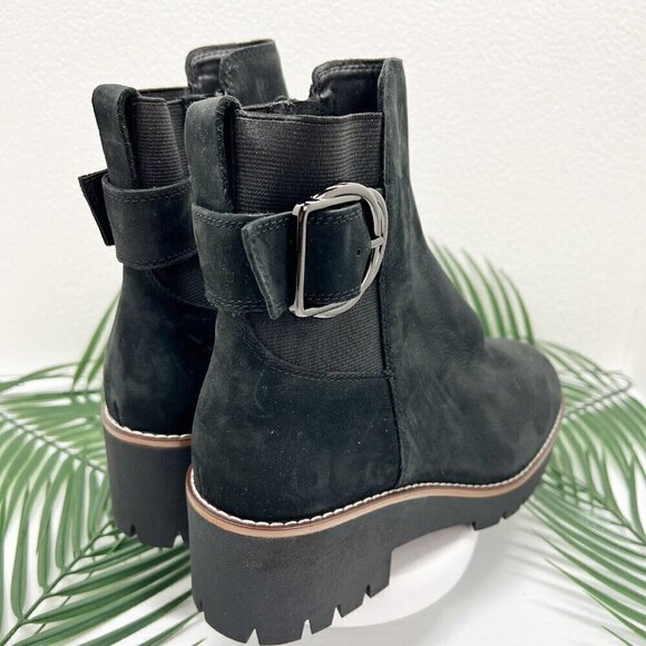 Blondo Dakota Black Leather Waterproof Lug Sole Buckle Ankle Boots 8M Fall - Picture 5 of 11